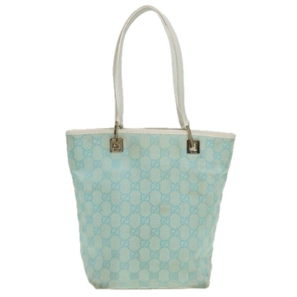 GUCCI GG Canvas Shoulder Bag Blue White - Picture 13 of 16